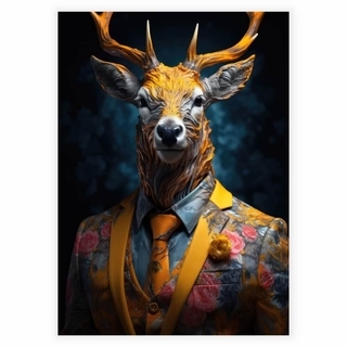 Königlicher Hirsch im Anzug Poster für das Wohnzimmer