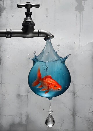 Fisch aus dem Wasserhahn - Poster 