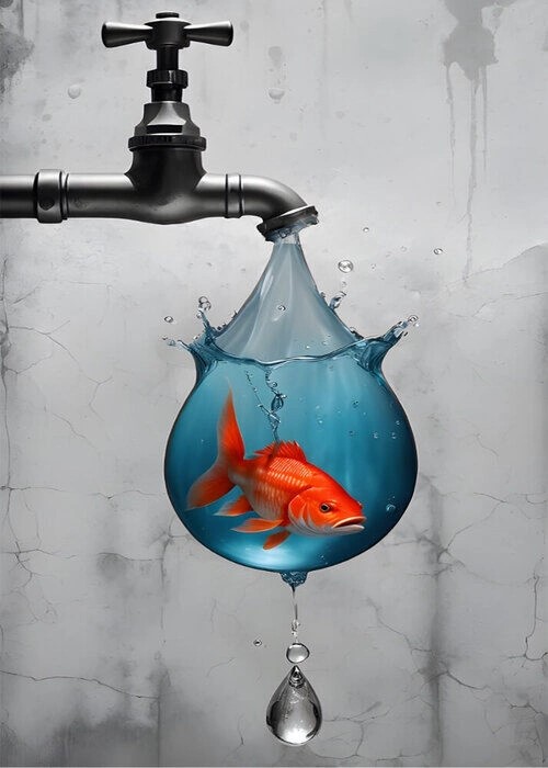 Fisch aus dem Wasserhahn - Poster 