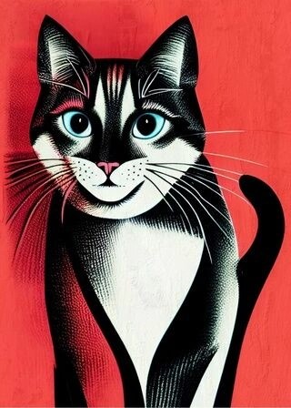 Porträt einer Katze im Retro-Stil - Poster 