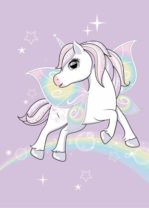 Süßes kleines Einhorn mit Regenbogen - Poster