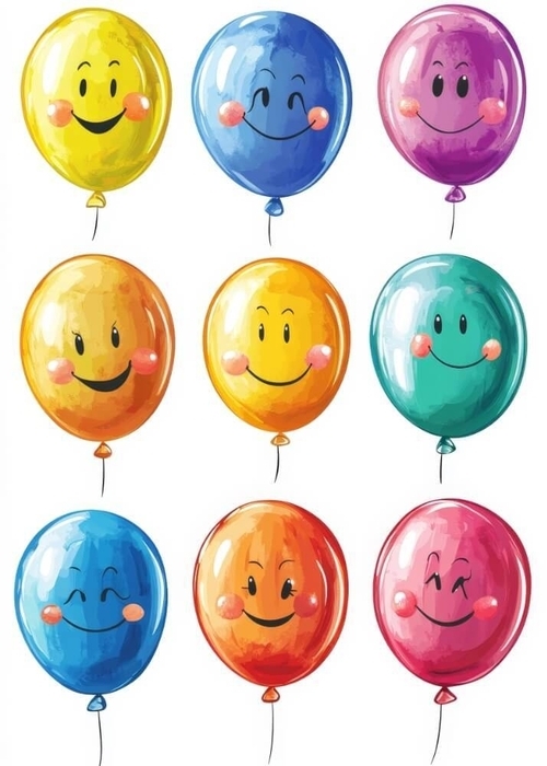 Poster mit bunten Smileys-Luftballons