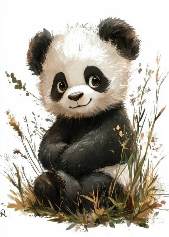 Poster mit einem mit Aquarell gezeichneten Panda