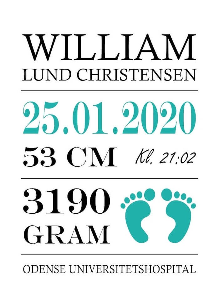 Ein wunderschönes Geburts-Kinderposter für Jungen
