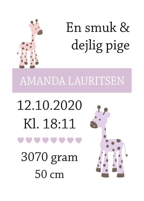 Geburtshoroskop - Giraffe für Mädchen