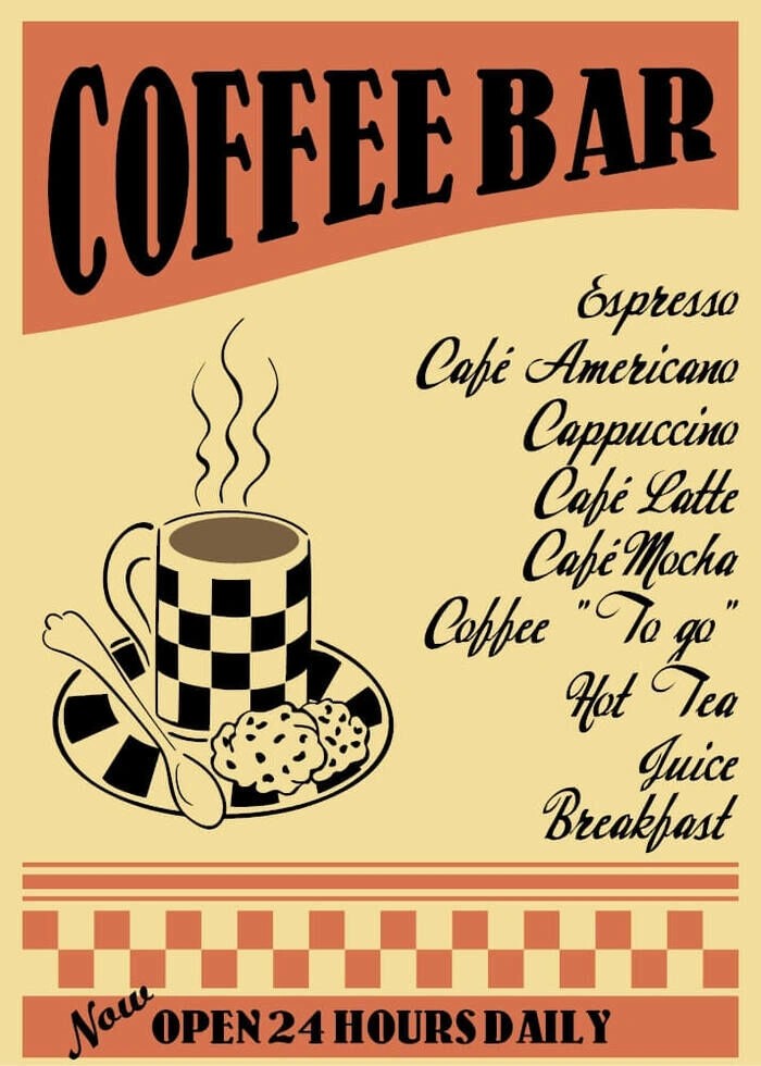 Poster mit Retro-Kaffeebar