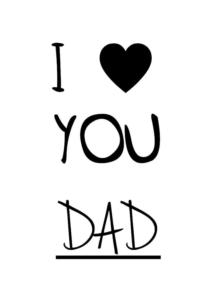 Poster mit dem Text I love you Papa mit einem Herz, dessen Farbe du bestimmst