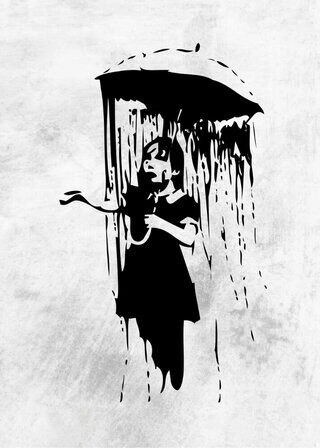 Poster - Mädchen mit Regenschirm von Banksy