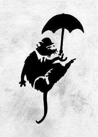 Banksy – Ratte mit Regenschirm Poster