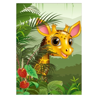 Kinderposter - Süße Giraffe im Dschungel