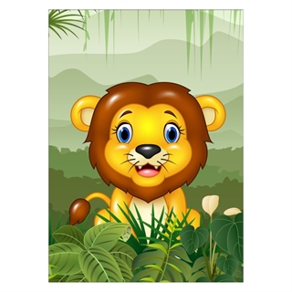Kinderposter - Süßer Löwe im Dschungel