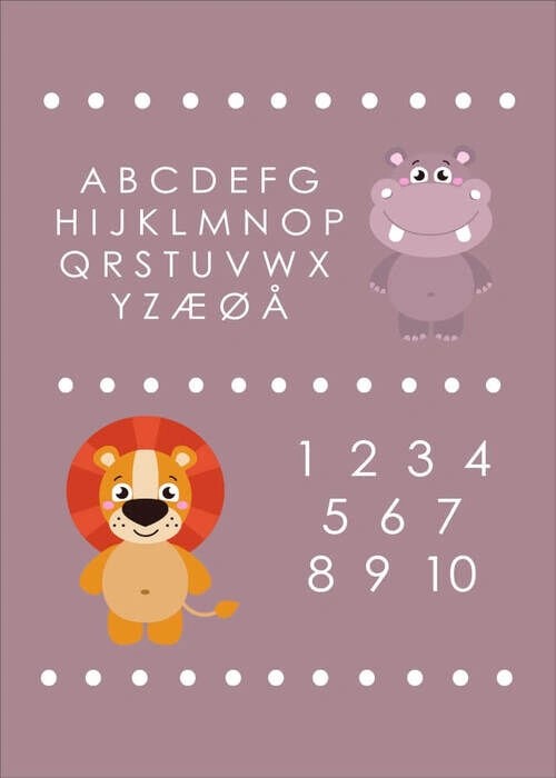 Lernposter ABC und Zahlentafel mit Hippo und Löwe