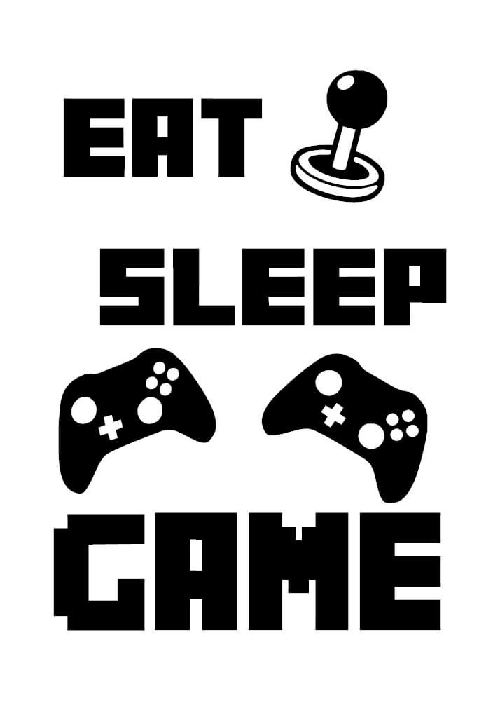 Poster mit dem Text Eat Sleep Game und Motiven mit Controller