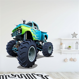 Monster Truck blau und grün - Wandaufkleber