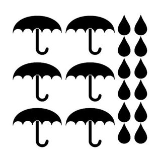 Regenschirme und Tropfen - Wandaufkleber