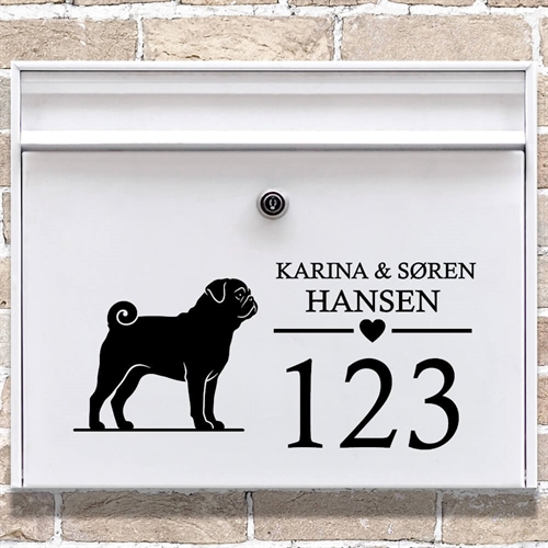 Briefkastenaufkleber mit Mops-Silhouette