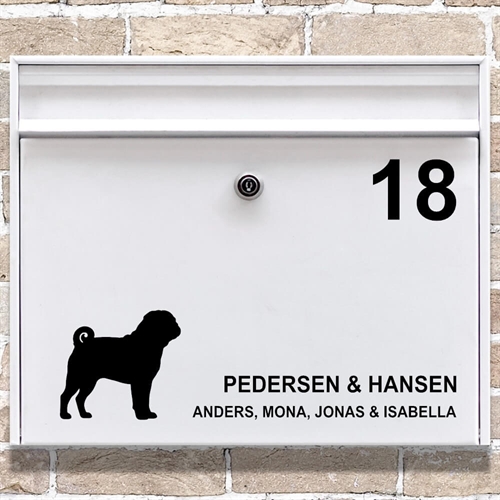 Briefkastenaufkleber Mops-Silhouette
