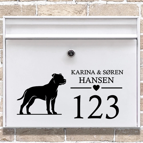 Briefkastenaufkleber mit Staffordshire Bullterrier-Silhouette