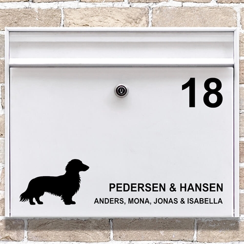 Briefkastenaufkleber, Silhouette eines Langhaardackels