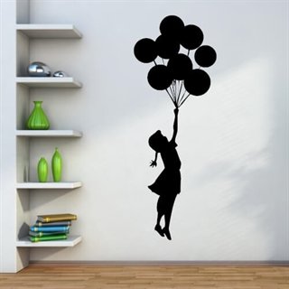 Mädchen mit fliegenden Luftballons - Wandaufkleber