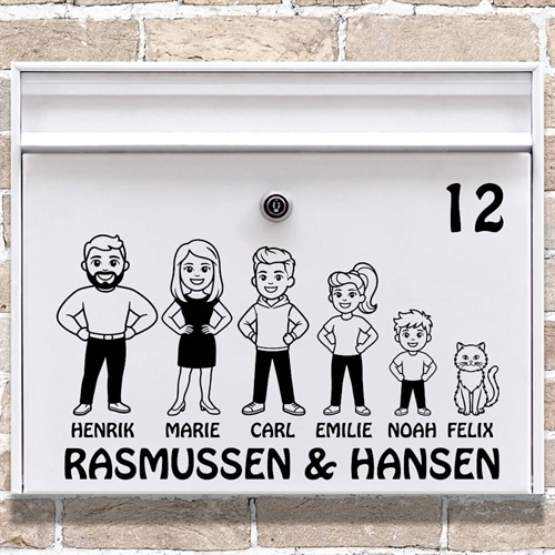 Briefkastenaufkleber mit den coolen Familienfiguren