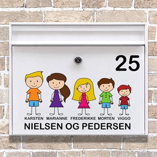Familienfiguren in Farben - Briefkastenaufkleber