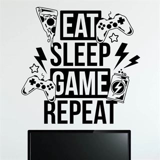 Eat sleep game repeat PIZZA - Wandtattoo