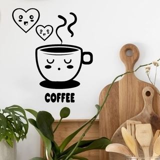 Wandtattoo Kaffee mit süßen Herzen