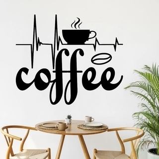 Wandtattoo mit Kaffee-Herzschlag