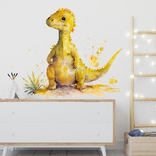 Wandaufkleber Aquarell mit gelben Dinosauriern