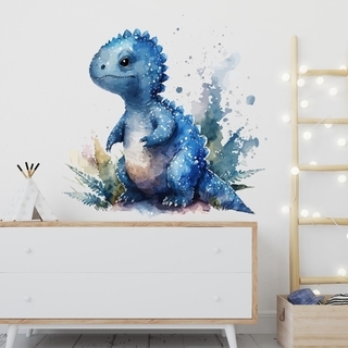 Wandaufkleber Aquarell mit blauen Dinosauriern