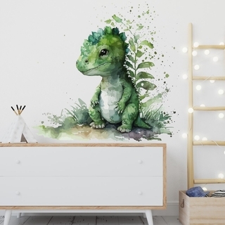 Wandaufkleber Aquarell mit grünen Dinosauriern