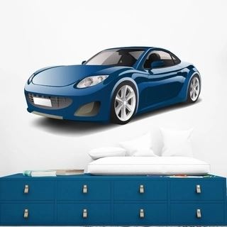 Sportwagen in Blau - Wandtattoo