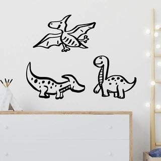 Handgezeichnete 3 Dinosaurier - Wandtattoo