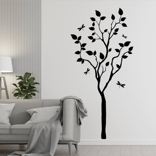 Wandtattoo Silhouette Baum – elegant und schön mit Schmetterlingen