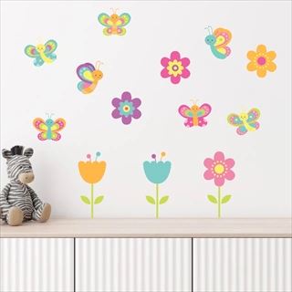 Bedruckte bunte Schmetterlinge - Wandtattoo