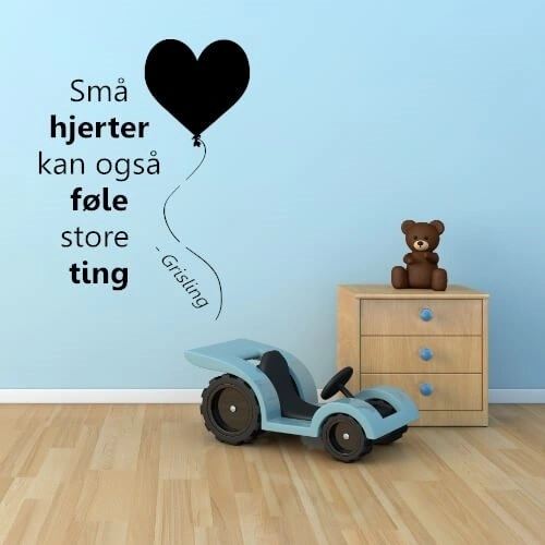 Wandsticker mit Luftballon und Text über kleine Herzen