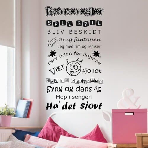 Lustiges Wandtattoo mit Kinderregeln für das Kinderzimmer