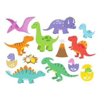 Wandaufkleber - Süßer Dinosaurier mit Jungen